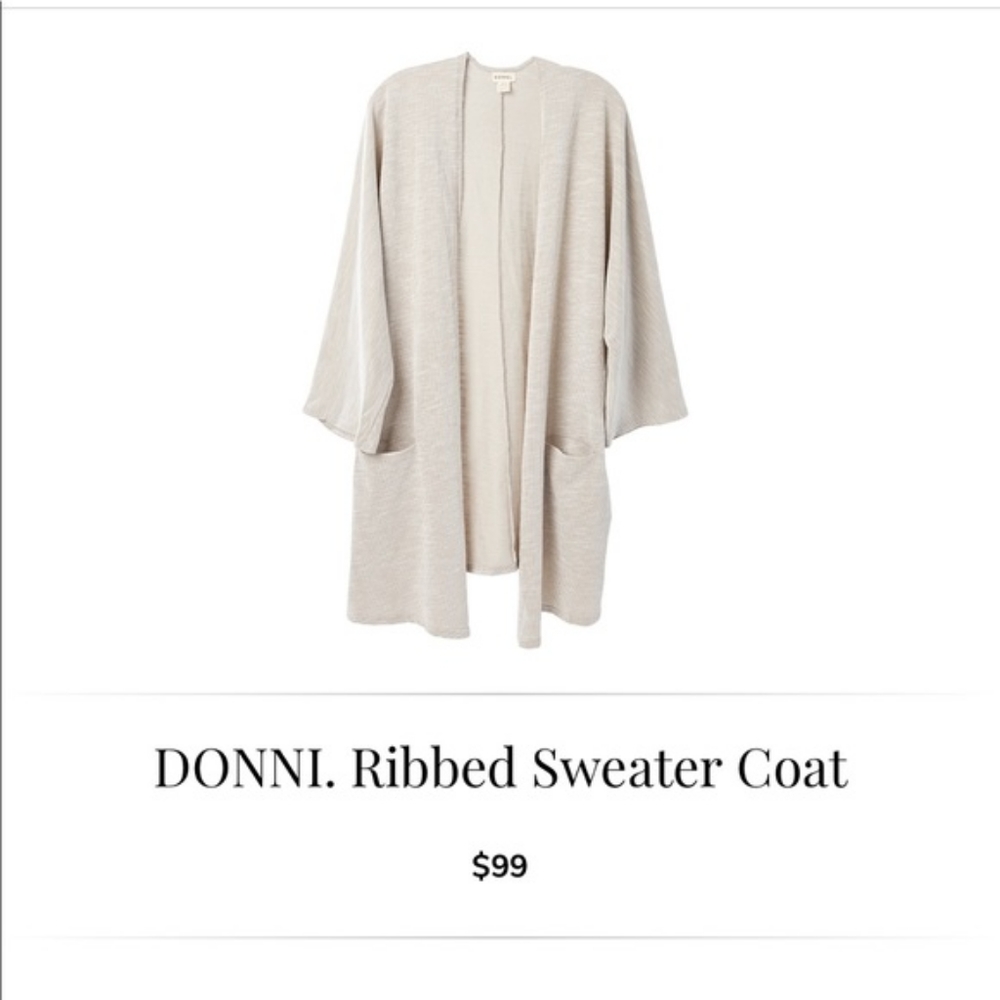 Donni. Ribbed Sweater Coat in Sand- OSFA